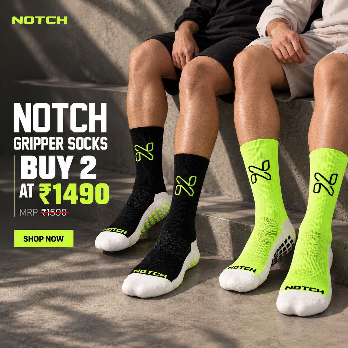 Notch Crew Gripper Socks Duo Pack