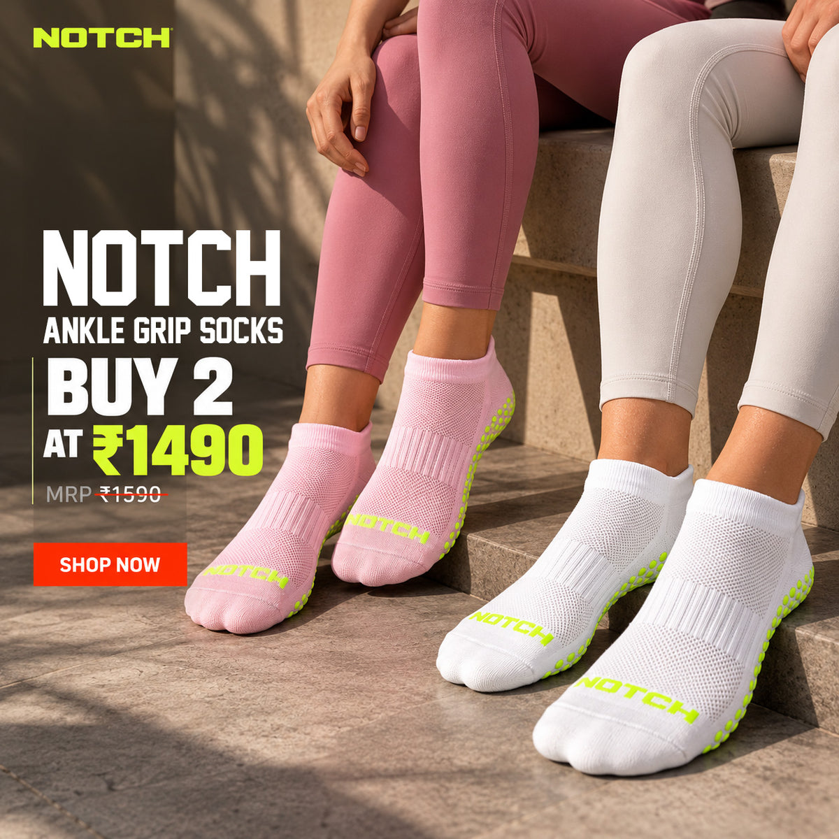 Notch Ankle Gripper Socks Duo Pack